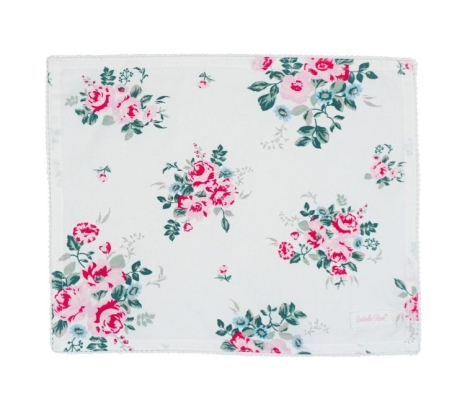 Platzdecke Lisa mit Rosen und Häkelborte